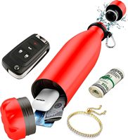 Nouvelle bouteille d'eau isotherme portable en acier inoxydable avec compartiment secret pour cartes, argent et objets de valeur – Noir (6-12)