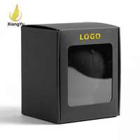 Boîte en carton ondulé noir mat personnalisée avec fenêtre pour l'emballage de casquettes de baseball, avec fenêtre transparente, carton d'expédition pliable et durable