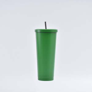 Double Wall Powder Coated, Coffee Mug With Lid and Straw Insulated Vacuum Water Cup Metal Tumbler Stainless Steel <b>Bottles</b>/ - Product Image 4