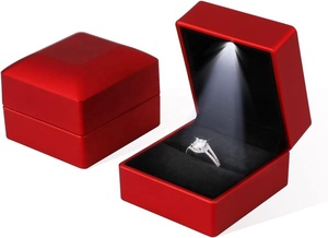 Blue LED Jewelry <b>Box</b> Set with Custom Logo Light for Necklace <b>Ring</b> Bracelet Packaging - Product Image 2