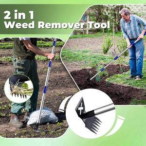 Custom Weed <b>Puller</b> <b>Tool</b> with Handle Weed Remover Weeding <b>Tool</b> Heavy Duty Manual Weed Rake and Garden Hoe Gardening Weeder <b>Tool</b> - Product Image 2