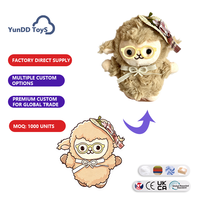 Porte-clés en peluche mouton dessin animé personnalisé, adorable jouet en peluche moelleux pour ornement de sac à dos