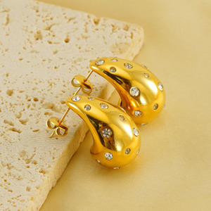 ZOGXIN Teardrop Earrings 18K Gold Inlaid With Crystals Drop Earrings For Women Everyday Wear - Product Image 3