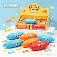 Jouet Squishy Chien Saucisse Mignon Animal en PVC + Blocs de Construction Anti-Stress pour Enfants Cadeau d'Anniversaire