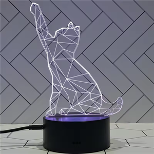 16 Colors Warm White Dimmable Cat Acrylic 3D LED Night <strong>Light</strong> <strong>Table</strong> Lamp for Bedroom Home Decor Kids Toy Gift - Product Image 4