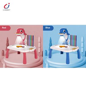 Table de <span class=keywords><strong>Dessin</strong></span> Interactive Multifonctionnelle 2-en-1 Girafe <span class=keywords><strong>Dauphin</strong></span> avec Blocs de Construction et Projection Graffiti pour Enfants - Product Image 5