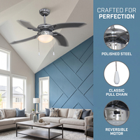 Ventilateur de plafond moderne de 42 pouces avec lumière LED, 3 vitesses, pour salon, avec kit de montage au plafond en verre inclus