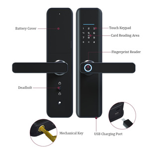 Tuya Wi-Fi Keyless khóa cửa thông minh cong kính màn hình an toàn thuận tiện; thẻ vân tay điện thoại kỹ thuật số ứng dụng truy cập ổ khóa thông minh - Product Image 1
