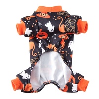 Pyjama d'Halloween pour animaux à quatre pattes, en polyester doux, imprimé fantôme et citrouille, costume d'automne-hiver pour chien, pyjama d'intérieur