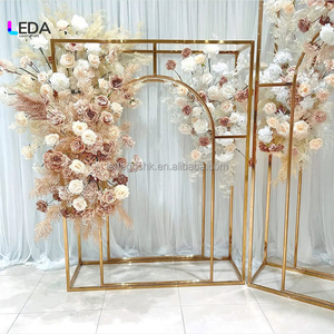 LEDA Wholesale Wedding Custom Stainless Steel Gold 3D White Arch <b>Backdrop</b> Panel with LED Light Adjustable Durable - Product Image 4