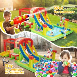 บ้านลมเป่าลมพร้อมสไลเดอร์สระว่ายน้ำเป่าลมสำหรับสวนน้ำสำหรับเด็กและผู้ปกครอง ใช้ในบ้าน - Product Image 5