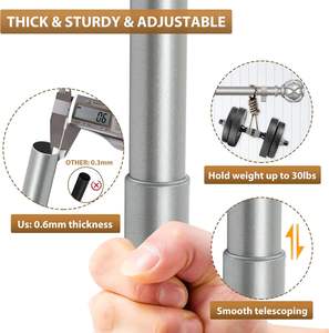 ราวม่านปรับได้ รุ่นโมเดิร์น สีทองขัดเงา ชุดคู่ สีเงิน ทอง ดำ สำหรับหน้าต่าง ปรับระดับได้ ราวม่านแบบ<span class=keywords><strong>เรียบ</strong></span> - Product Image 2