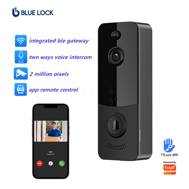 Smart Wireless Intercom Doorbell Camera with LCD Screen Monitor, TTLock App Remote Control WiFi Video Door Phone System