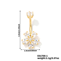 Piercing de nombril en laiton avec zircon de qualité 3A, bijou corporel élégant pour mariage et fiançailles