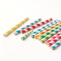 Pailles en papier jetables biodégradables en vrac, couleurs arc-en-ciel assorties avec rayures pour jus et smoothies