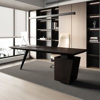 Bureau de direction moderne italien haut de gamme en bois avec rangement buffet pour usage domestique