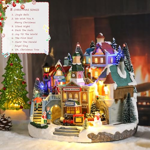 Estación de Tren Navideña Animada Coleccionable con 8 Músicas y Luces LED - Decoración Festiva Pintada a Mano para Mesa, Venta al por Mayor - Product Image 4