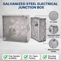 Boîtier de jonction carré octogonal en acier galvanisé soudé IP65 de 4 pouces avec prise de mise à la terre surélevée et plaque de couverture pour boîtier électrique