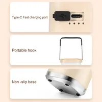 Lampe de camping LED mini portable 4 modes, corps blanc en ABS avec ampoule COB, design suspendu avec crochet et lumière d'urgence rechargeable