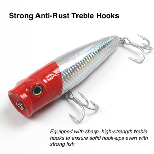 Leurre Popper Topwater 13cm 60g avec 4 hameçons triples ultra-résistants, longue portée, pour la pêche au gros (GT, thon, poisson-roi, <span class=keywords><strong>barracuda</strong></span>) - Product Image 6