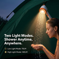 Ducha Portátil Recargable USB RoosCamp con Luz LED y Filtro de Carbón para Uso en Inodoros