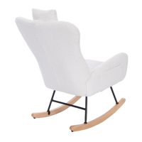 Chaise de chambre d'enfant à bascule, fauteuil Teddy avec base en bois, bascule pour bébé avec appui-tête et poche latérale pratique, blanc pur