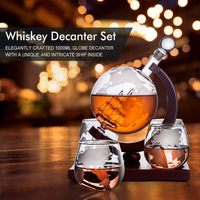 Décanteur carte du monde au design moderne pour bouteille de whisky en verre de qualité supérieure avec cadeau motif carte du monde