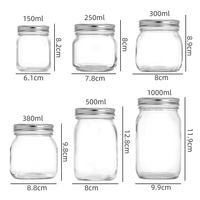 Bocaux en verre transparent multi-tailles personnalisés, épaissis, hermétiques, écologiques et recyclables pour le stockage alimentaire, avec couvercles à vis argentés