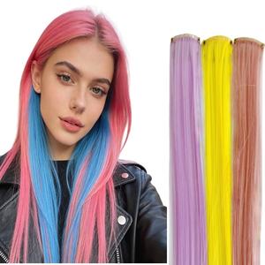 <span class=keywords><strong>ไฮ</strong></span><span class=keywords><strong>ไล</strong></span><span class=keywords><strong>ท์</strong></span>งานปาร์ตี้ ต่อผมยาวตรงสีรุ้งแบบคลิปหนีบ ผมสังเคราะห์ทรงตรงสำหรับเด็กผู้หญิง - Product Image 1