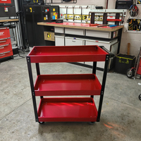 Chariot de rangement métallique à trois niveaux grande capacité, personnalisable, compatible OEM