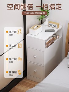 Ultra-Narrow Contemporary Nightstand Extendable Storage Durable Wood Top Construction <b>Compact</b> Design for Bedroom Hospital Use - Product Image 6