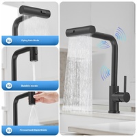 Robinet de cuisine moderne et contemporain à poignée unique, en acier inoxydable, finition noire, avec cartouche céramique et commande tactile intelligente