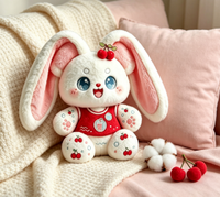 Peluche personnalisée Lapin cerise mignon, jouet en peluche doux pour cadeau de vacances, décoration de la maison, poupée en peluche sur mesure