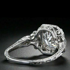 Anello di fidanzamento con diamanti in platino da donna, taglio rotondo brillante, colore D naturale, montatura Halo F1738 - Product Image 6