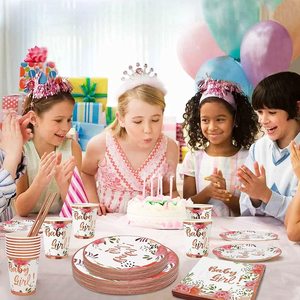 Suministros de fiesta de cumpleaños para niños, juego de platos de papel con tema de unicornio, juego de <span class=keywords><strong>vajilla</strong></span> desechable para fiesta de cumpleaños para niños - Product Image 6