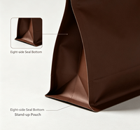 Sac à café personnalisé à fond plat avec valve de dégazage unidirectionnelle et fermeture éclair, 250g 500g 1kg, sac d'emballage alimentaire pour café