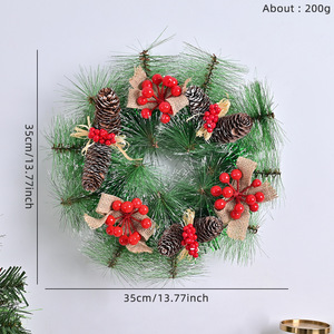 Guirlande de Noël artificielle réaliste avec nœuds rouges et baies pour la décoration de la porte d'entrée, livraison rapide - Product Image 3