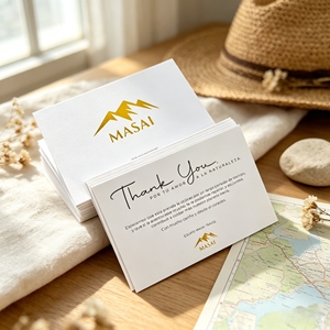 Carte de remerciement personnalisée avec estampage à chaud en feuille d'or, papier blanc, logo doré de luxe, carte de vœux pour emballage de marque commerciale - Product Image 1