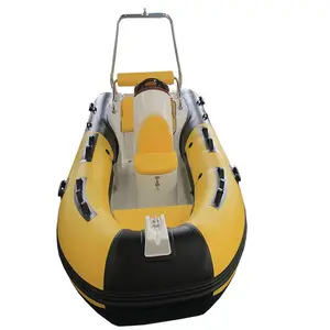 Hypalon Rigid inflatable boat fiberglass inflatable fishing boat rib with wheel 4m