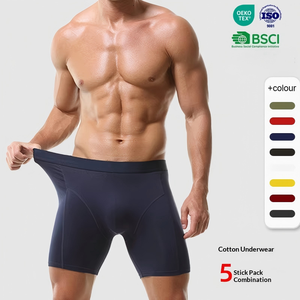 Boxer da <span class=keywords><strong>Uomo</strong></span> Plus-Size Personalizzati per il Commercio Estero, a Vita Media, in Maglia, Sportivi, Anti-Sfregamento, in Puro Cotone - Product Image 1
