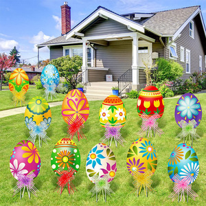 2024 Joyeuses <span class=keywords><strong>Pâques</strong></span> coloré oeuf thème jardin décoration extérieur jardin cour signe cartes avec piquets - Product Image 1