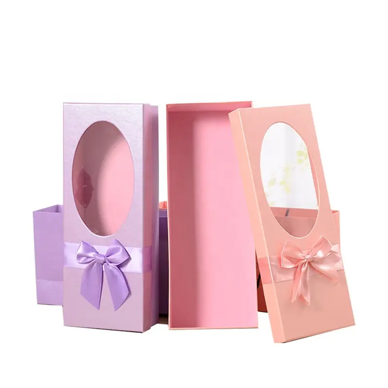 Cajas de embalaje de regalo con ventilador y palillos, caja de regalo de papel de lujo de Navidad con ventana de PVC transparente, chino, plegable