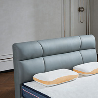 Lit Moderne en Bois Massif et Cuir, Structure Intérieure Écologique, Pieds de Lit Robustes, Double, Taille Personnalisée, Vente en Gros