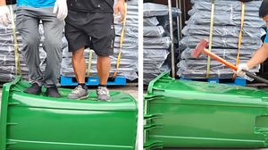 صنع في الصين هيكل HDPE مع عجلات وحاوية نفايات دواسة للاستخدام الخارجي 60L/80L/100L/120L - Product Image 3