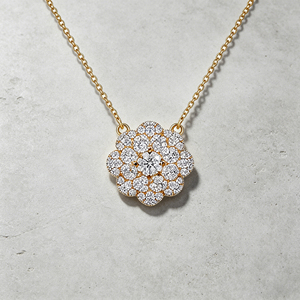 Collier pendentif chaîne à maillons pour femme Hengdian en laiton plaqué or 18 carats avec grappe de fleurs et zircon AAA, vente en gros - Product Image 4