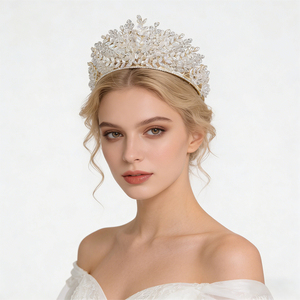 Corona de Cristal con Circonitas para Mujer, Accesorios para Vestido de Novia, Estilo Europeo y Americano, para Actuaciones en Escenario y Desfiles de Novias - Product Image 1