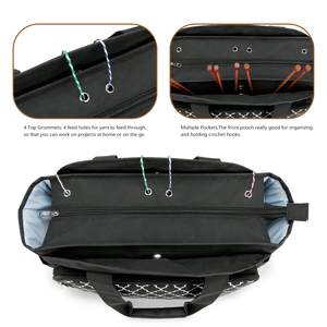 Bolsa de Almacenamiento de Hilo Tejido Portátil, Bolsa de Lana para Ganchillo con Bolsillo Separado para Guardar Agujas de Tejer - Product Image 3