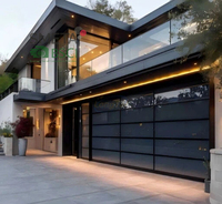 Porte de garage en verre encadrée de conception moderne LongTai, étanche et résistante aux intempéries, avec cadre en alliage d'aluminium antirouille pour villas