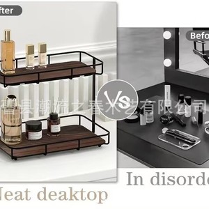 Wooden desktop storage <b>rack</b> <b>for</b> kitchen <b>spice</b> <b>jars</b> and tableware, bathroom vanity <b>rack</b> <b>for</b> essential oils and lotions - Product Image 5