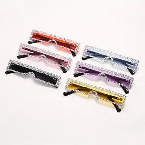 Gafas de Sol de marco cuadrado pequeño europeo y americano, gafas de moda de diamantes de imitación de lujo para hombres, gafas de diseñador